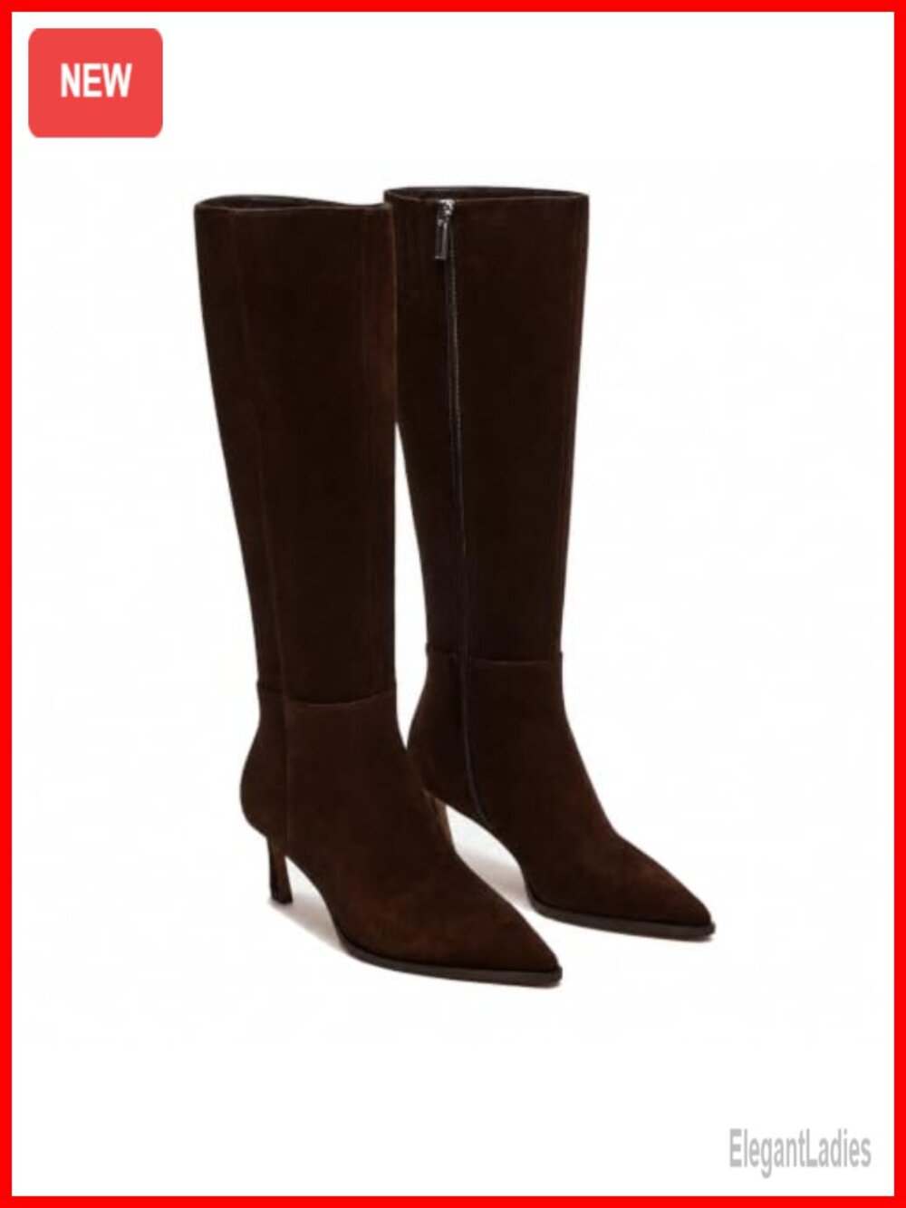 Knee High Boots Women Kitten Heel Pointed Toe Side Zip Synthetic Tall Dress
